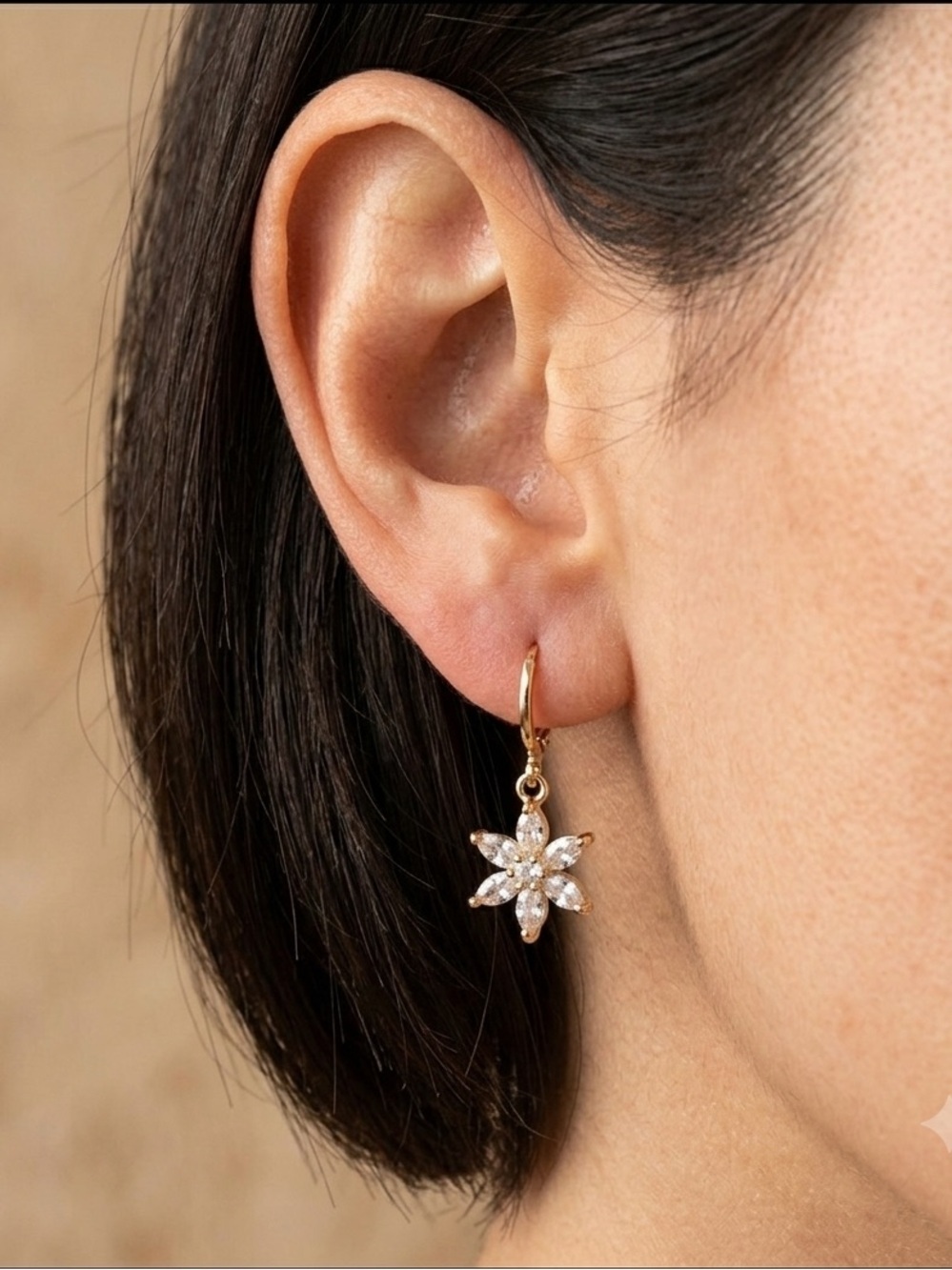 DANGLE Huggie Hoops earrings | Cubic Zirconia Earrings |
